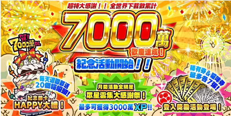 《貓咪大戰(zhàn)爭(zhēng)》世界下載人數(shù)突破7000萬(wàn)紀(jì)念活動(dòng)展開(kāi)